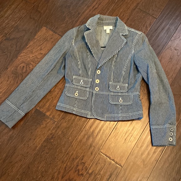 LOFT Jackets & Blazers - Ann Taylor Loft Stripped Denim Jacket